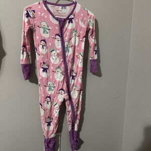 Little Sleepies pink snowman print